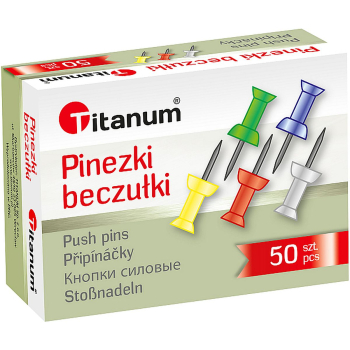 Pinezki beczułki Titanum kolorowe 50 szt